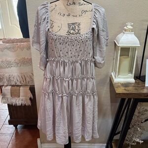 Elegant beige Ruffled Dress